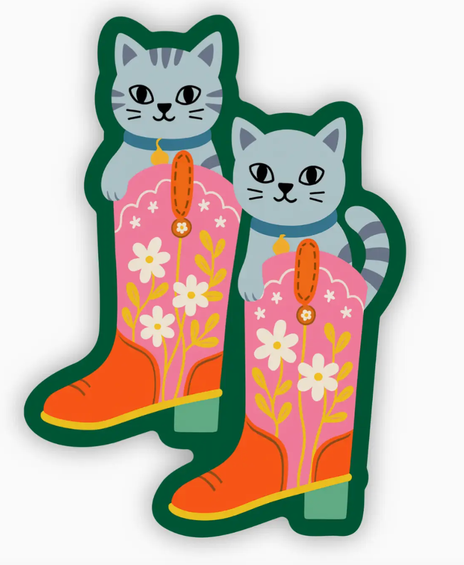 Cowboy Boot Cats Sticker
