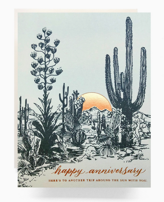 Cactus Sunset Anniversary Greeting Card