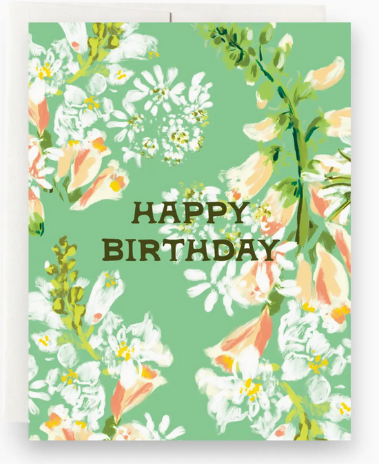 Green Floral Birthday Card