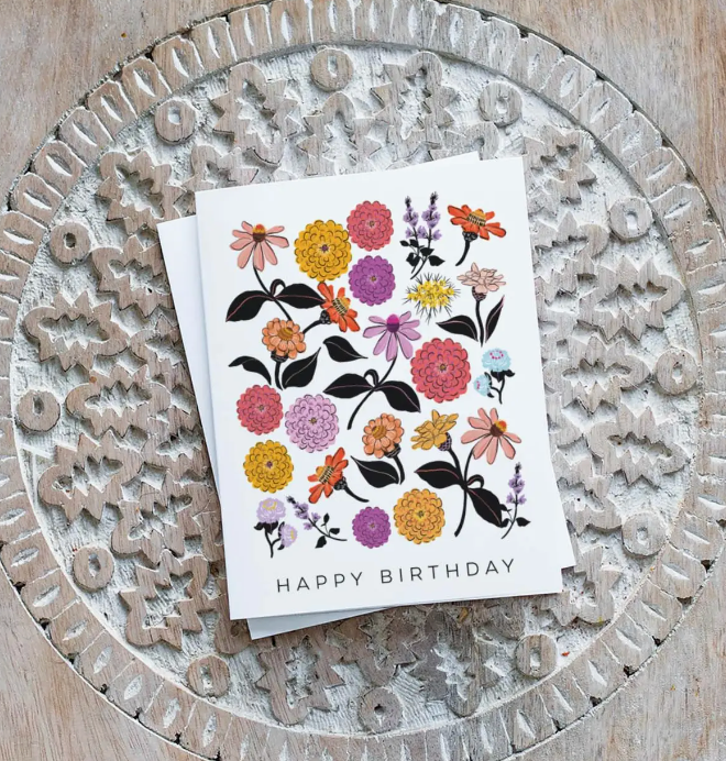 Zinnias Birthday Greeting Card