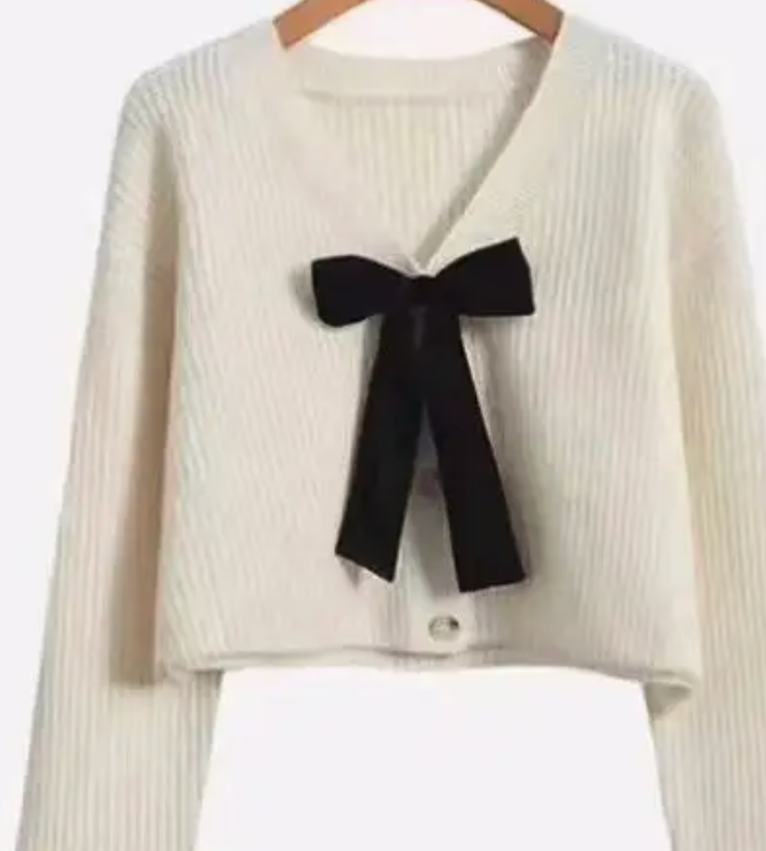 Bow Tie V-Neck Cropped Cardigan