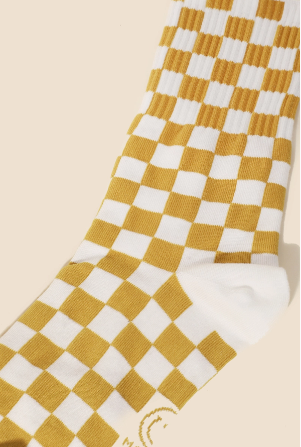 Yellow White Checkered Socks