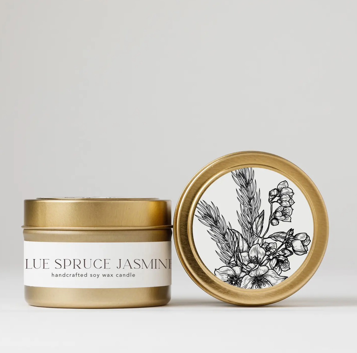 Blue Spruce + Jasmine Tin Soy Candle