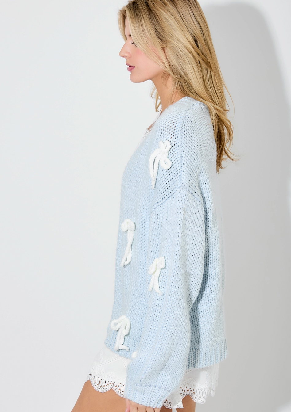 Bow Knit Sweater Cardigan