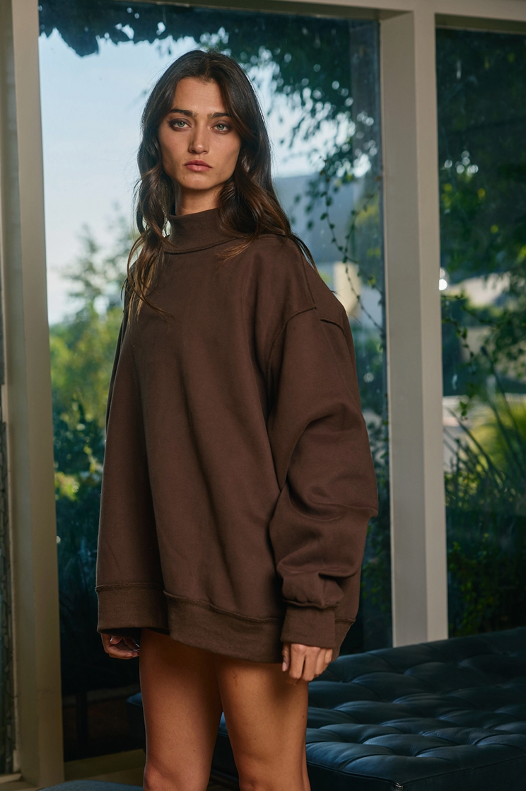 Reversible Mock Neck Sweatshirt Top