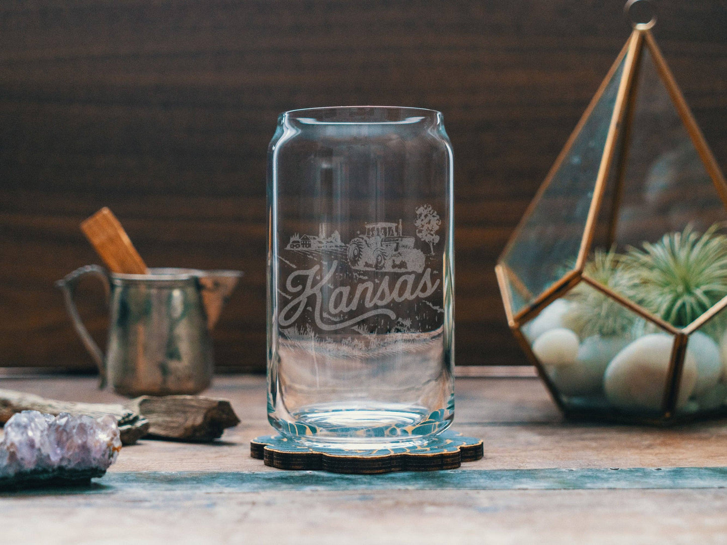 Kansas Beer Can Glass