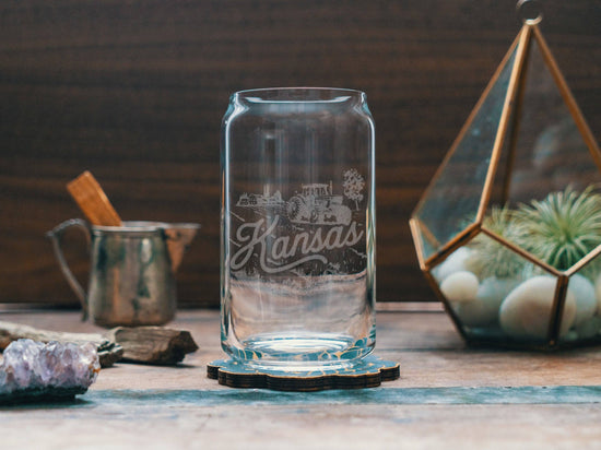 Kansas Beer Can Glass