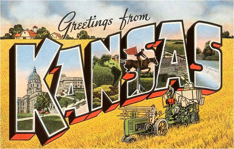 Greetings from Kansas Vintage Magnet