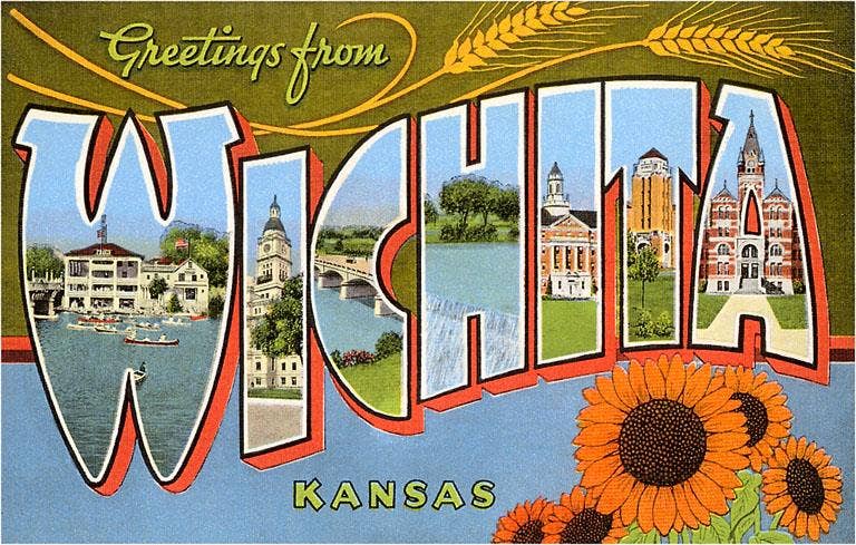 Greetings from Wichita Sunflower Magnet