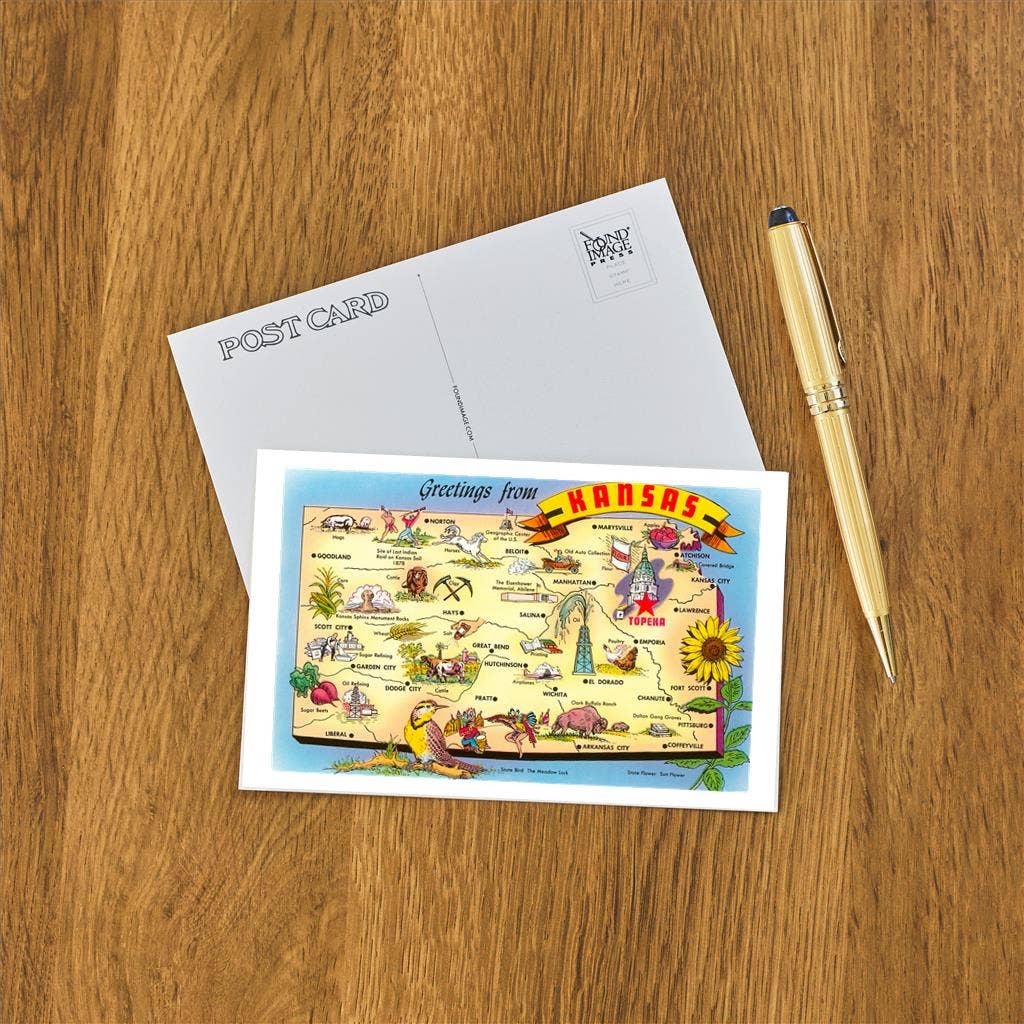 Kansas Map Postcard
