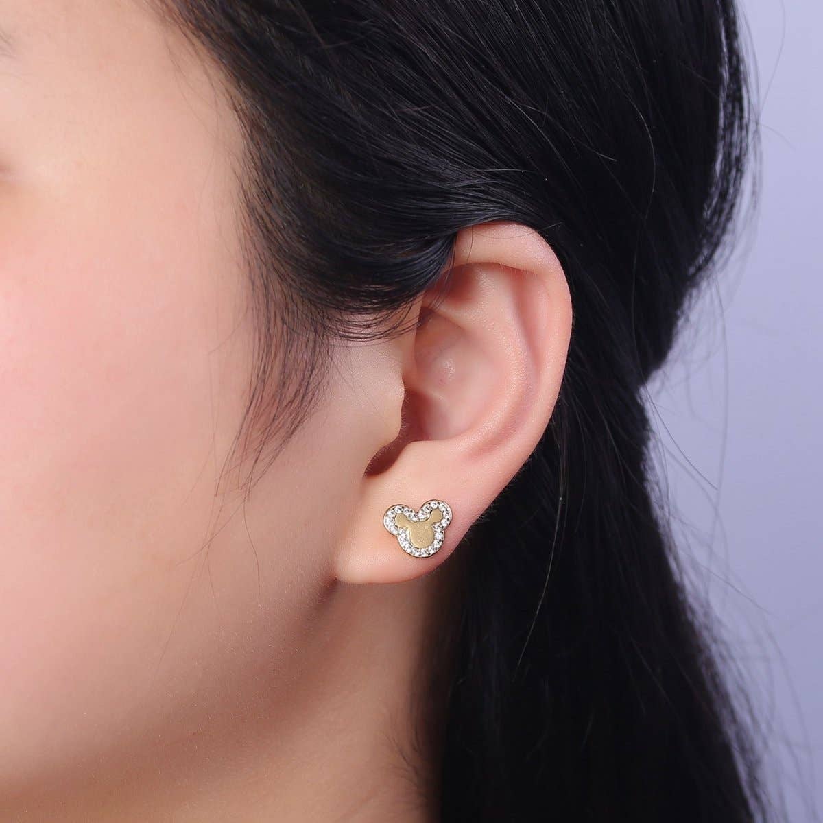 Gold Mickey Stud Earring