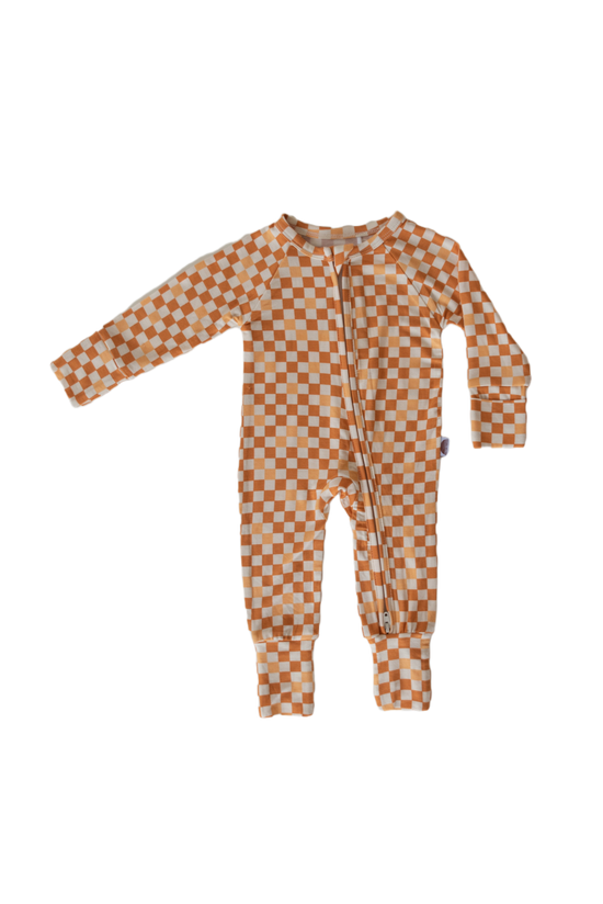 Mini Check | Bamboo Zip Romper