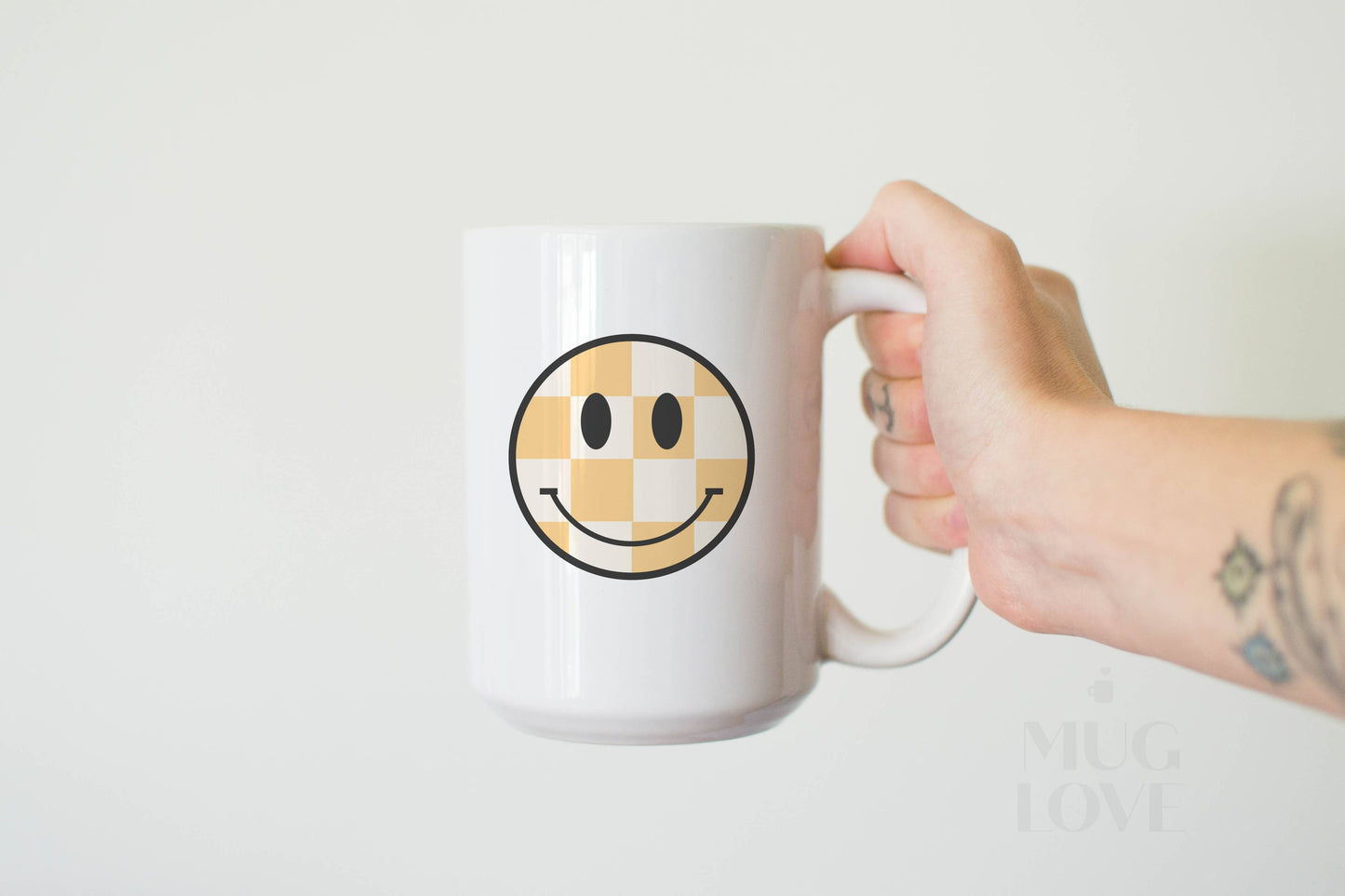 Load image into Gallery viewer, Checkered Smiley Face Mug
