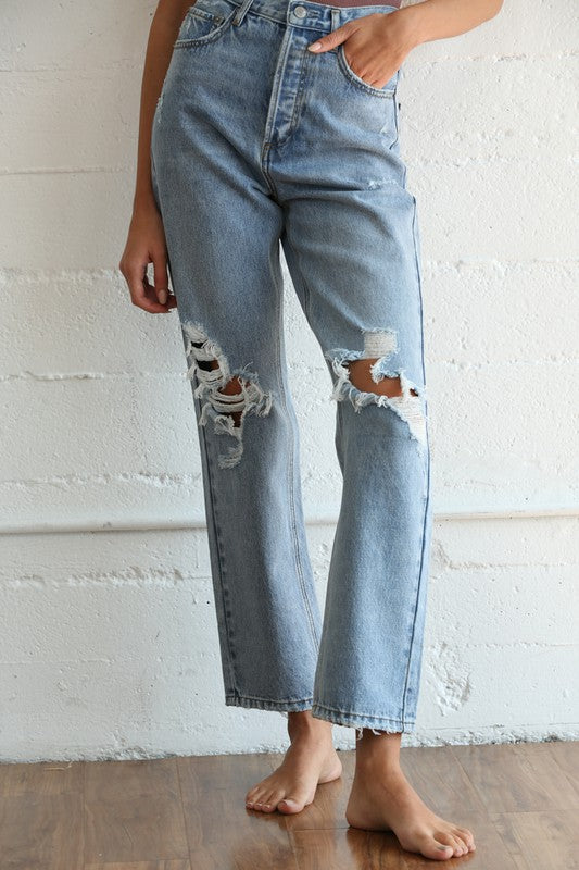 Midi Sway Distressed Jeans