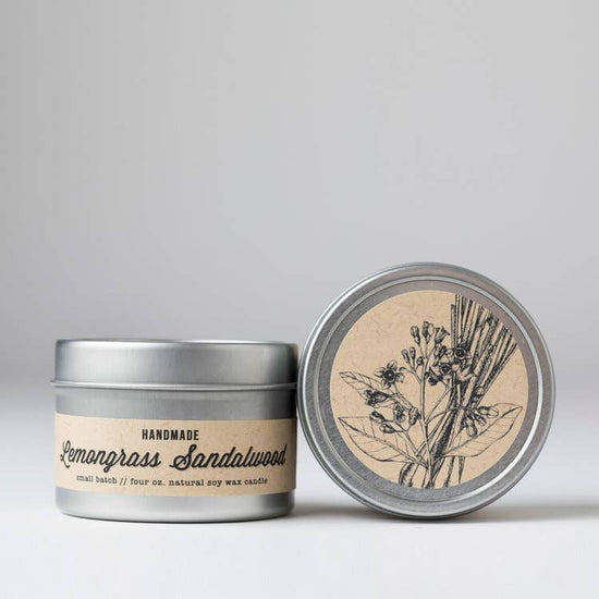 Lemongrass + Sandalwood : Travel Tin Candle