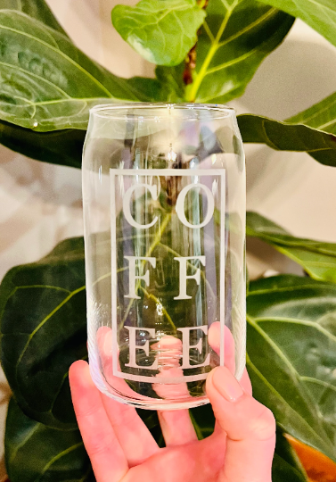 Etched Coffee Beer Can Glass- Iced Coffee Glass – Clifton Collective