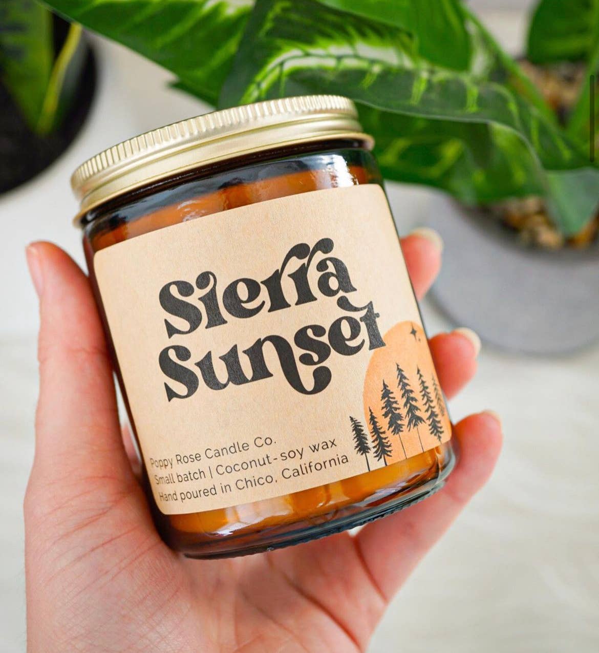 Sierra Sunset 8 oz coconut wax amber jar candle