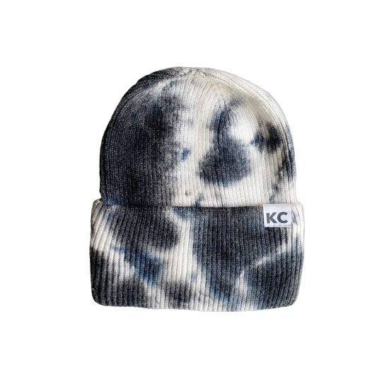 Load image into Gallery viewer, KC Watercolor Beanie - Black &amp;amp; Cream
