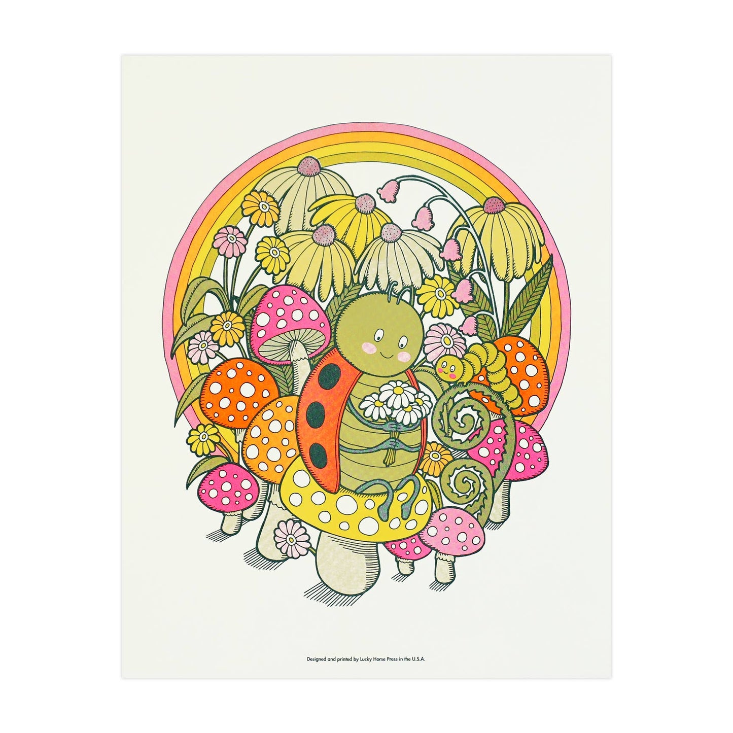 Load image into Gallery viewer, Ladybug Garden Risograph Print
