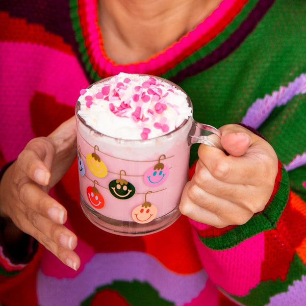 Smiley Ornament Glass Mug