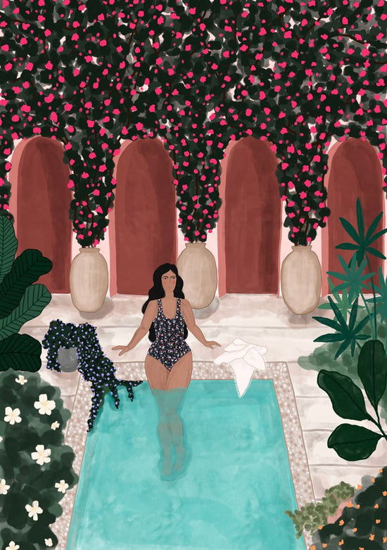 By the Pool Print Wall art Illustration