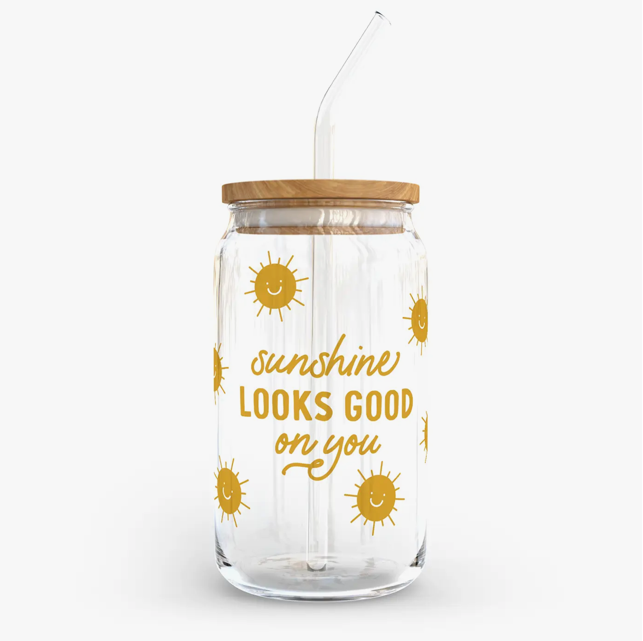Sunshine Looks Good on You Glass Cup with Straw – Clifton Collective