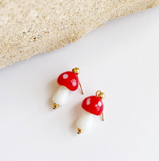 Glass Mushroom Earrings