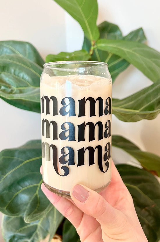 Mama Beer Can Glass Black Lettering