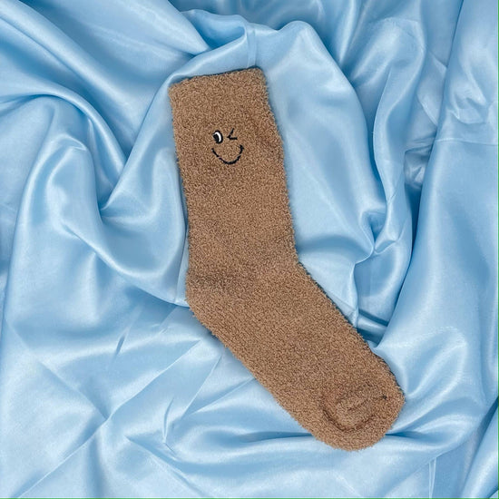 Happy Face Winky Fleece Socks