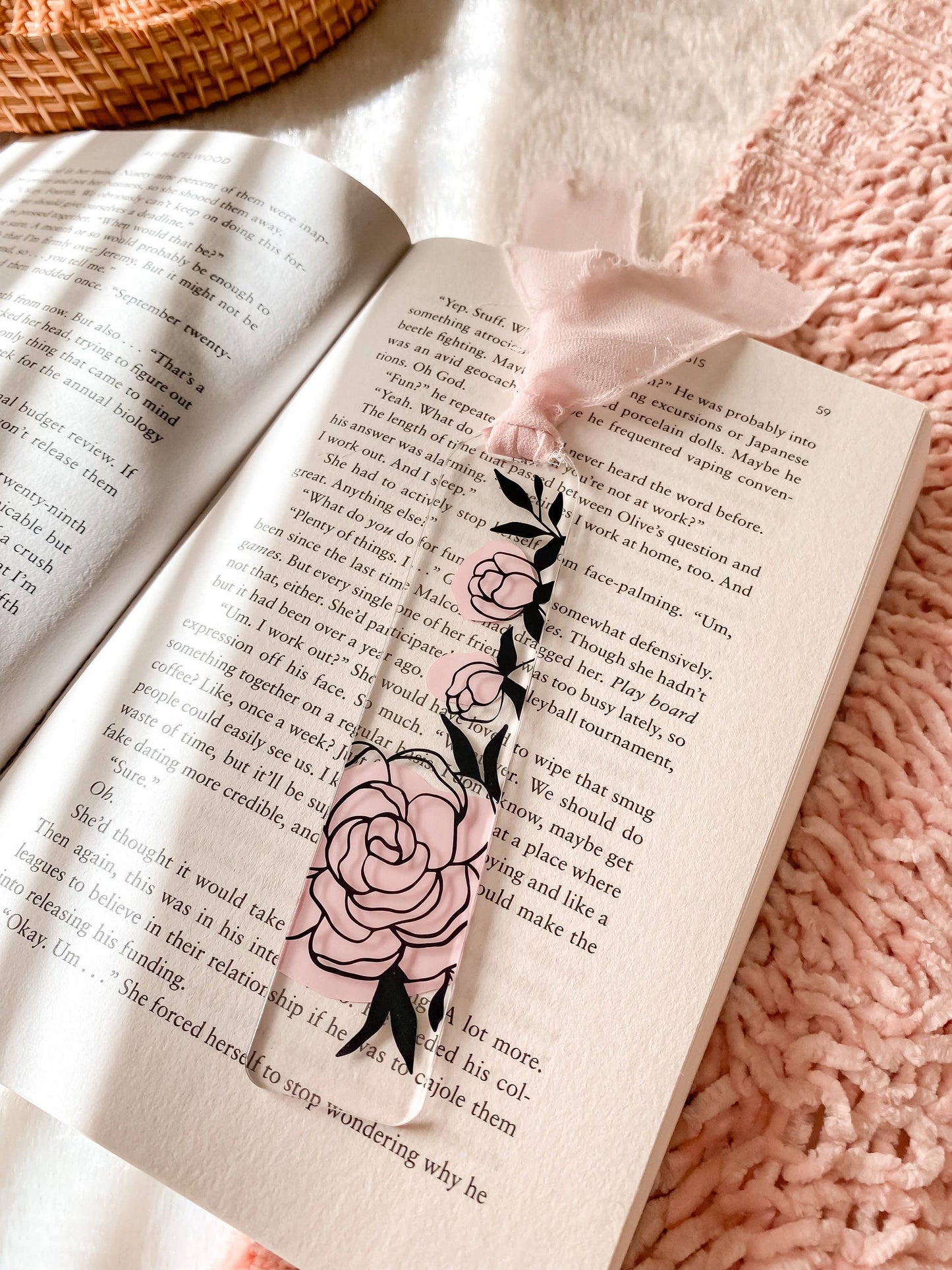 Load image into Gallery viewer, Rose Floral Acrylic Bookmark
