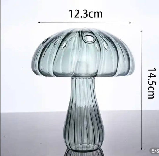 Blue Mushroom Glass Vase