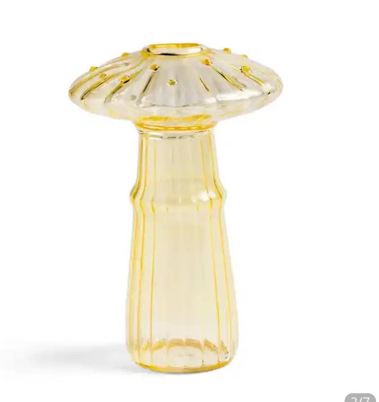 Yellow Mushroom Glass Vase