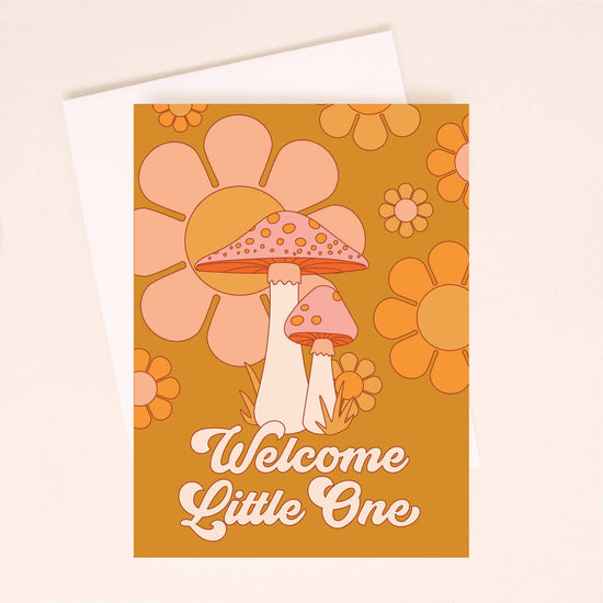 Welcome Little One Card - Mushrooms