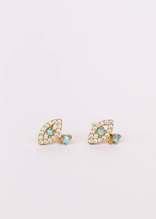 Evil Eye Drop - Opal Earrings