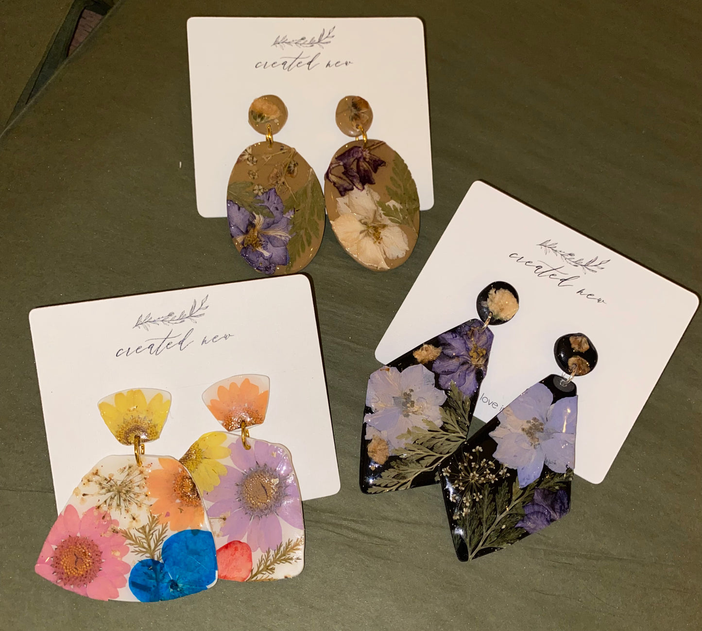 Pressed Florals - Clay Earrings