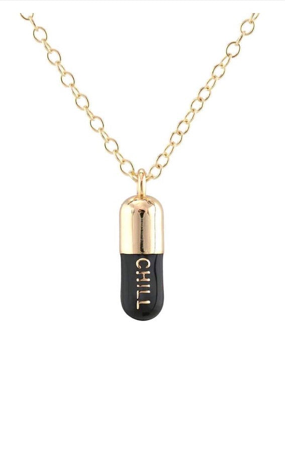 Chill Pill Gold and Enamel 18K Vermeil Necklace