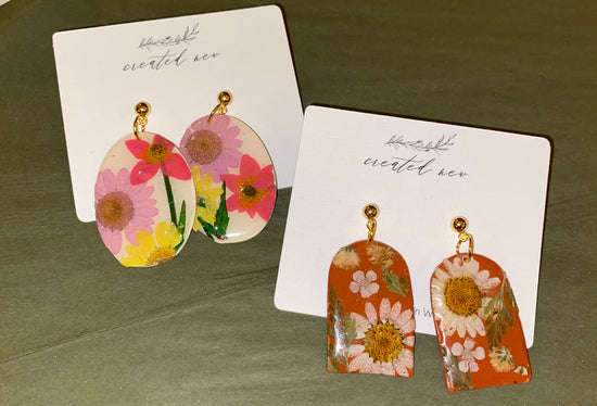 Pressed Florals - Clay Earrings