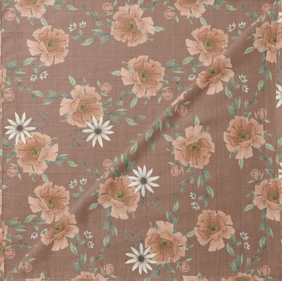 Load image into Gallery viewer, Muslin Swaddle Peony Bloom Clay
