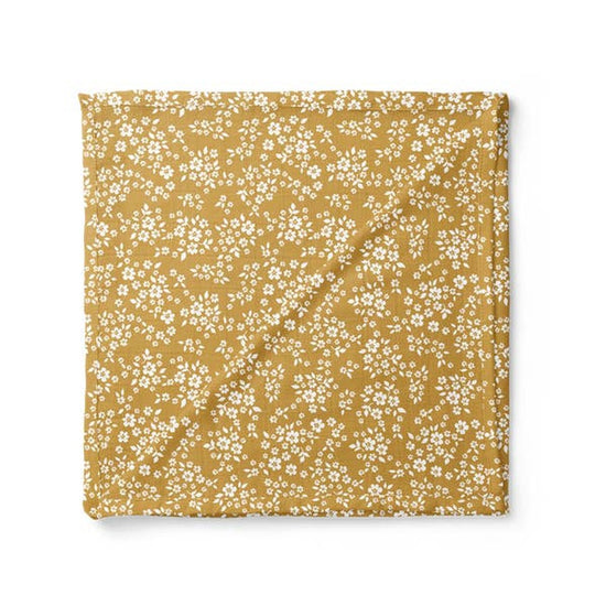 Load image into Gallery viewer, Muslin Swaddle Whimsy Floral Mustard
